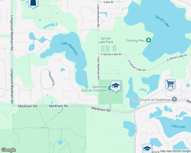 map of restaurants, bars, coffee shops, grocery stores, and more near 1870 Lake Markham Road in Sanford