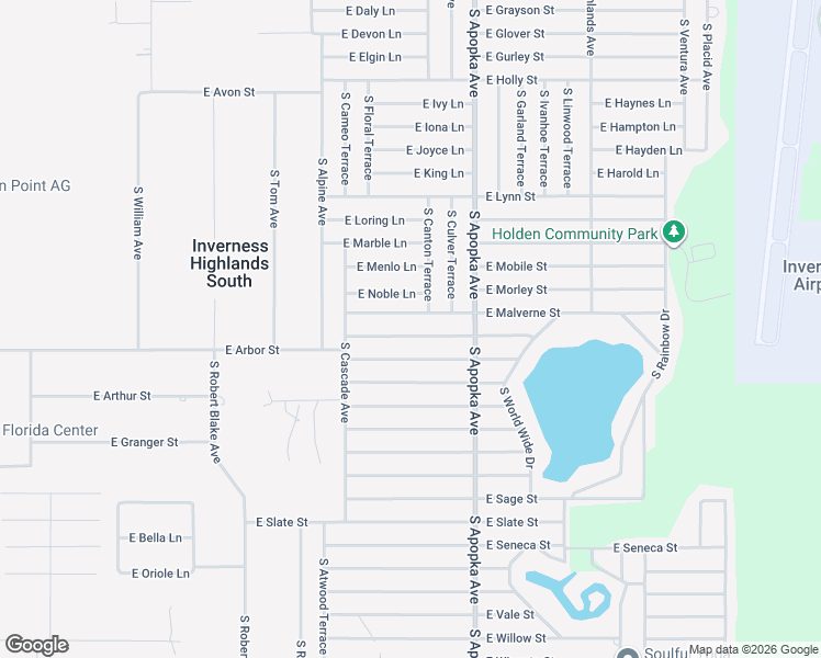 map of restaurants, bars, coffee shops, grocery stores, and more near 6188 East Oneida Street in Inverness