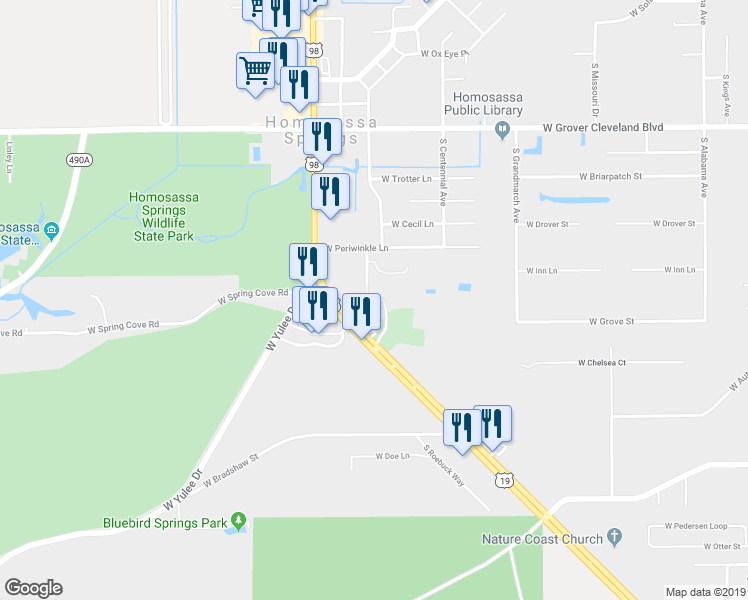 map of restaurants, bars, coffee shops, grocery stores, and more near 4424 South Marquis Point in Homosassa Springs
