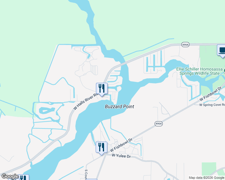 map of restaurants, bars, coffee shops, grocery stores, and more near 10261 West Twin River Lane in Homosassa