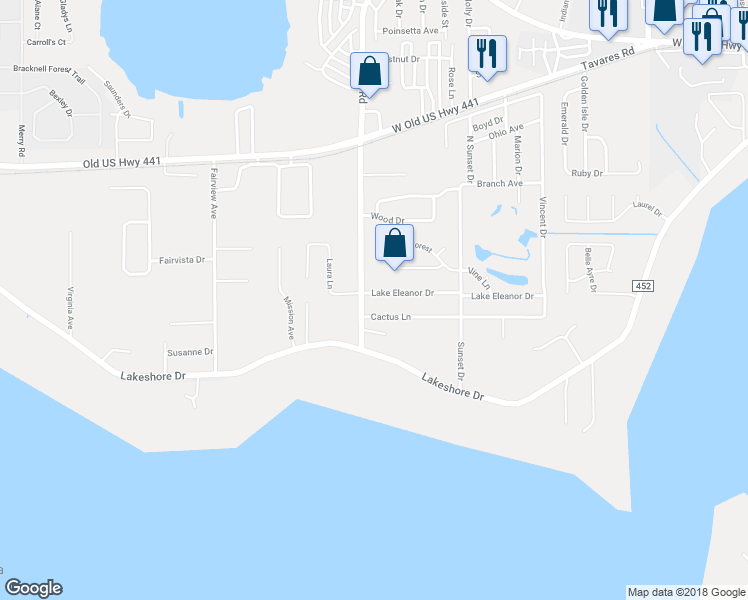 map of restaurants, bars, coffee shops, grocery stores, and more near 4232 Lake Eleanor Drive in Mount Dora