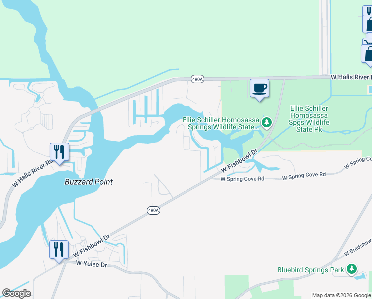 map of restaurants, bars, coffee shops, grocery stores, and more near 4349 South Conwell Terrace in Homosassa