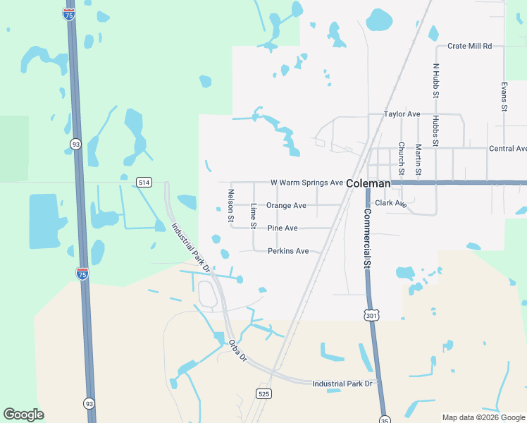 map of restaurants, bars, coffee shops, grocery stores, and more near 4110 Orange Avenue in Coleman