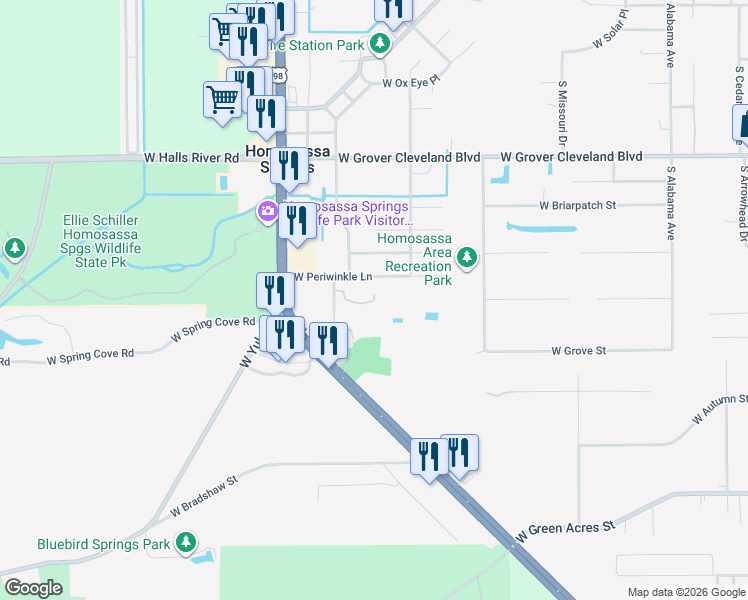 map of restaurants, bars, coffee shops, grocery stores, and more near 8326 West Earl Loop in Homosassa