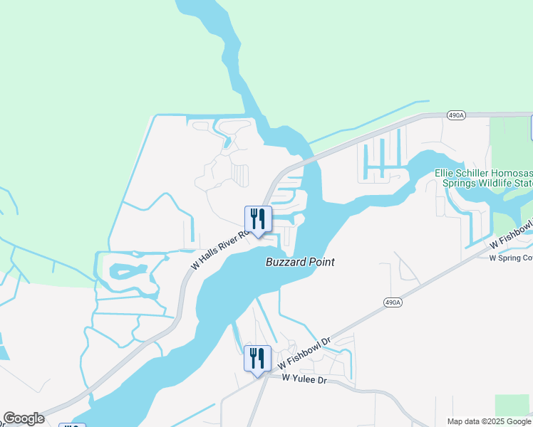 map of restaurants, bars, coffee shops, grocery stores, and more near 10310 West Blue Springs Court in Homosassa