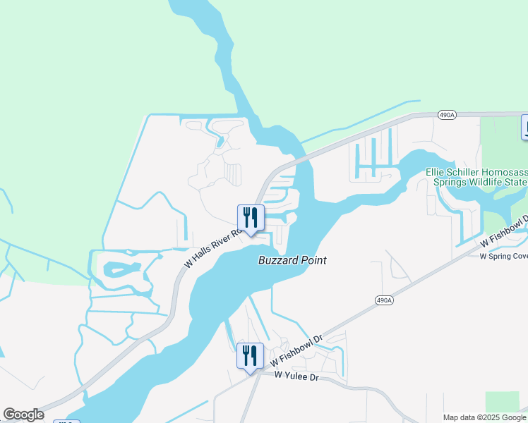 map of restaurants, bars, coffee shops, grocery stores, and more near 10310 West Blue Springs Court in Homosassa