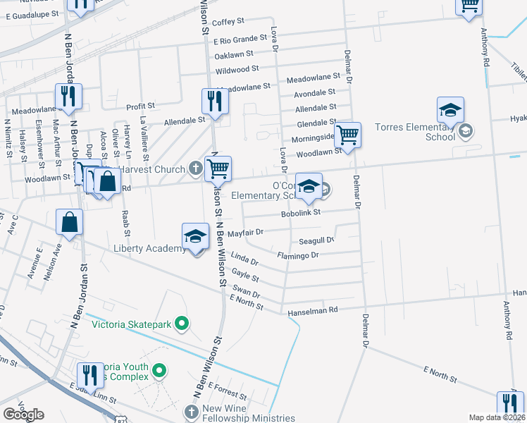 map of restaurants, bars, coffee shops, grocery stores, and more near 3104 Bobolink Street in Victoria