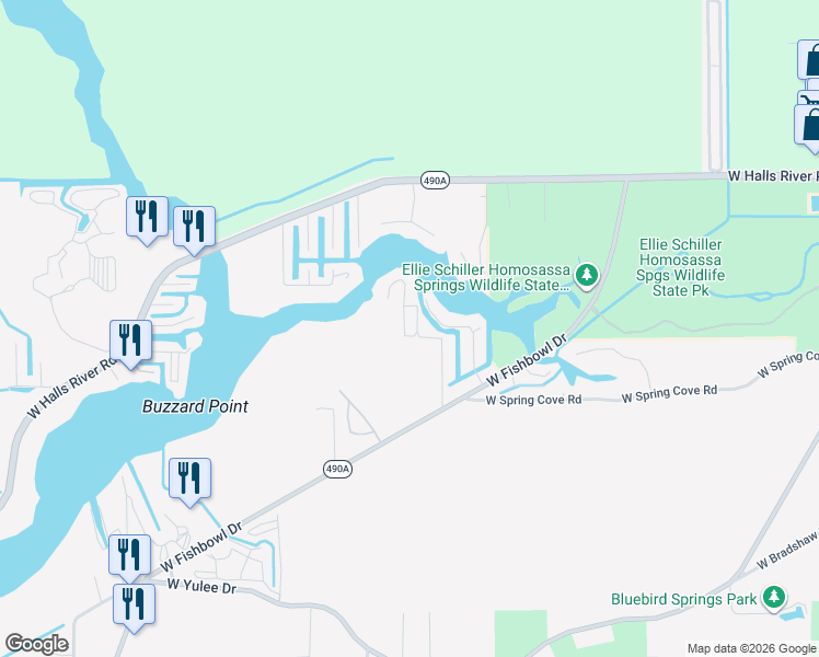 map of restaurants, bars, coffee shops, grocery stores, and more near 4349 South Conwell Terrace in Homosassa