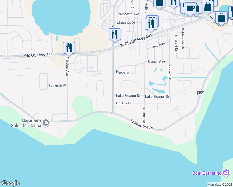 map of restaurants, bars, coffee shops, grocery stores, and more near 4243 Lake Eleanor Drive in Mount Dora