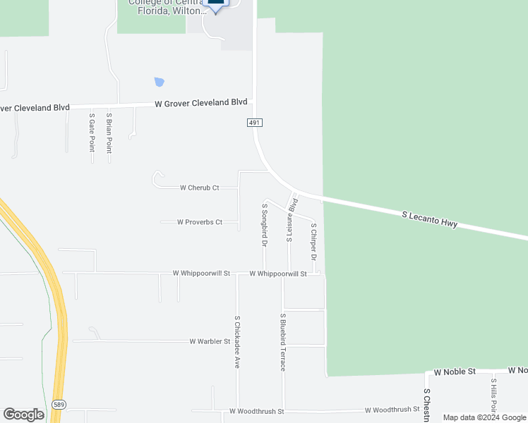map of restaurants, bars, coffee shops, grocery stores, and more near 4435 South Songbird Drive in Lecanto