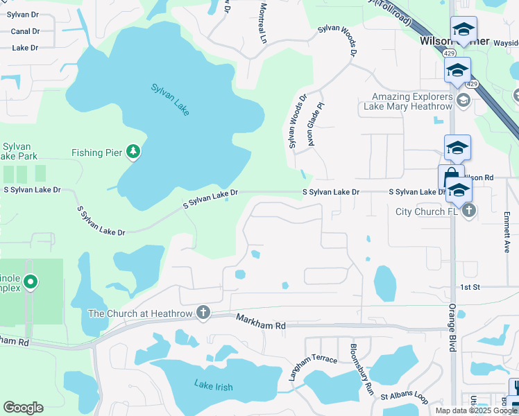 map of restaurants, bars, coffee shops, grocery stores, and more near 2222 North Umbria Drive in Sanford