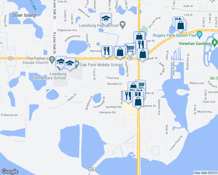 map of restaurants, bars, coffee shops, grocery stores, and more near 1602 Lancaster Avenue in Leesburg