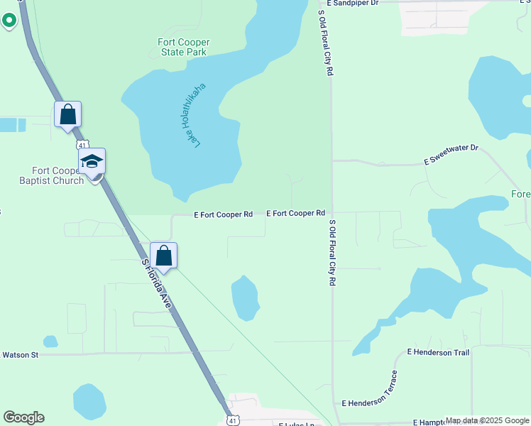 map of restaurants, bars, coffee shops, grocery stores, and more near East Fort Cooper Road in Citrus County