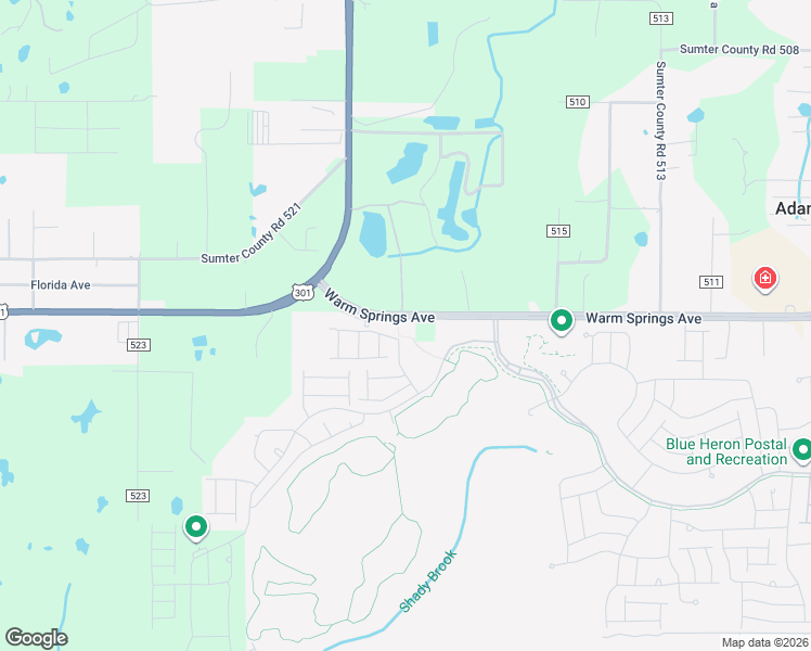 map of restaurants, bars, coffee shops, grocery stores, and more near 3641 County Road 468 in Wildwood
