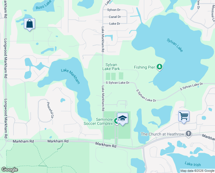 map of restaurants, bars, coffee shops, grocery stores, and more near 1501 Lake Markham Road in Sanford