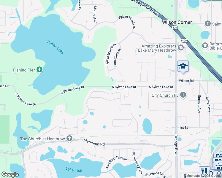 map of restaurants, bars, coffee shops, grocery stores, and more near 2176 North Umbria Drive in Sanford