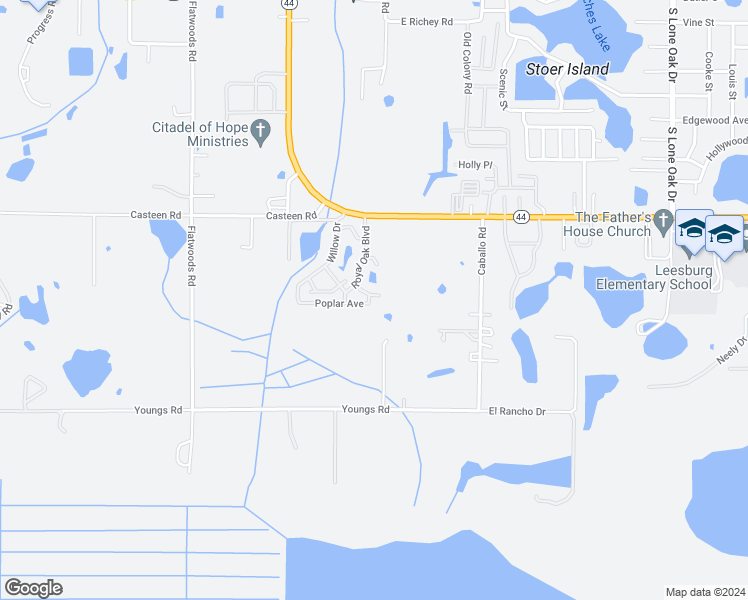 map of restaurants, bars, coffee shops, grocery stores, and more near 2909 Pecan Avenue in Leesburg