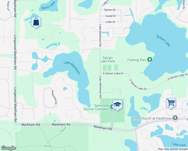 map of restaurants, bars, coffee shops, grocery stores, and more near 1470 Lake Markham Road in Sanford