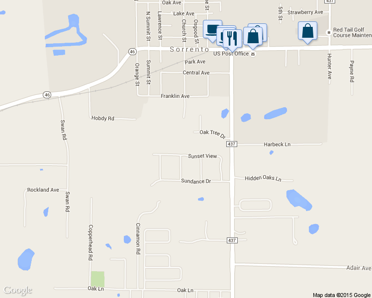 map of restaurants, bars, coffee shops, grocery stores, and more near 23447 Sunset View in Sorrento