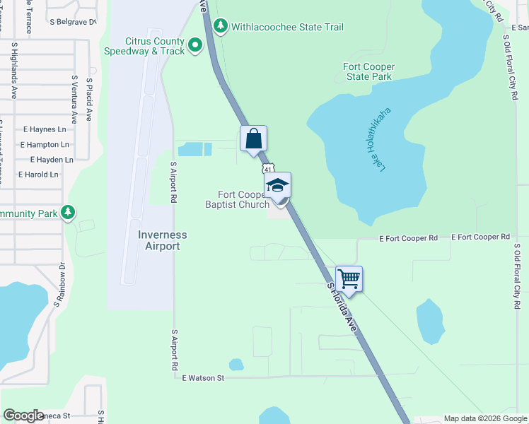 map of restaurants, bars, coffee shops, grocery stores, and more near 4222 South Florida Avenue in Inverness