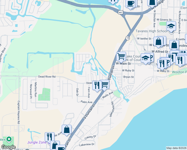 map of restaurants, bars, coffee shops, grocery stores, and more near 248 Rue De Fontaine in Tavares