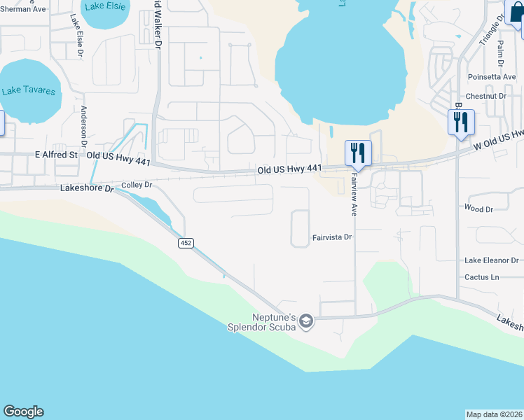 map of restaurants, bars, coffee shops, grocery stores, and more near 31134 Fairvista Drive in Tavares