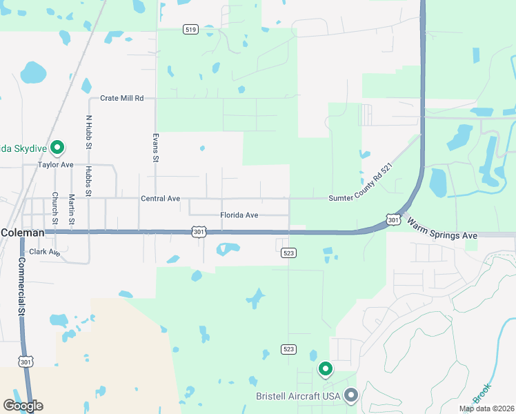 map of restaurants, bars, coffee shops, grocery stores, and more near 9312 Central Avenue in Coleman