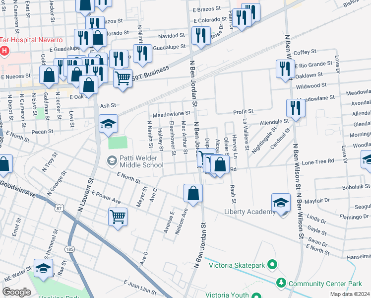 map of restaurants, bars, coffee shops, grocery stores, and more near 2006 Morningside Street in Victoria