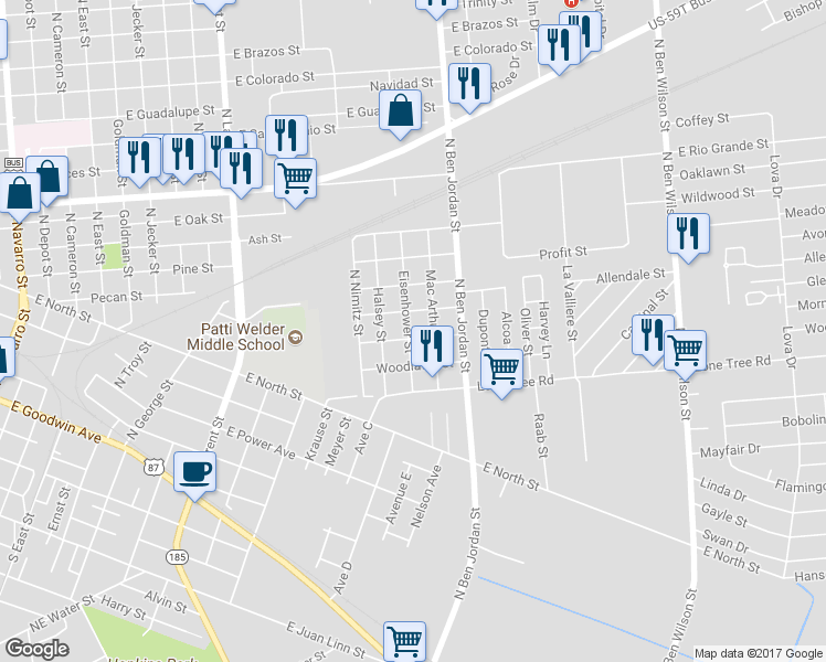 map of restaurants, bars, coffee shops, grocery stores, and more near 1902 Morningside Street in Victoria