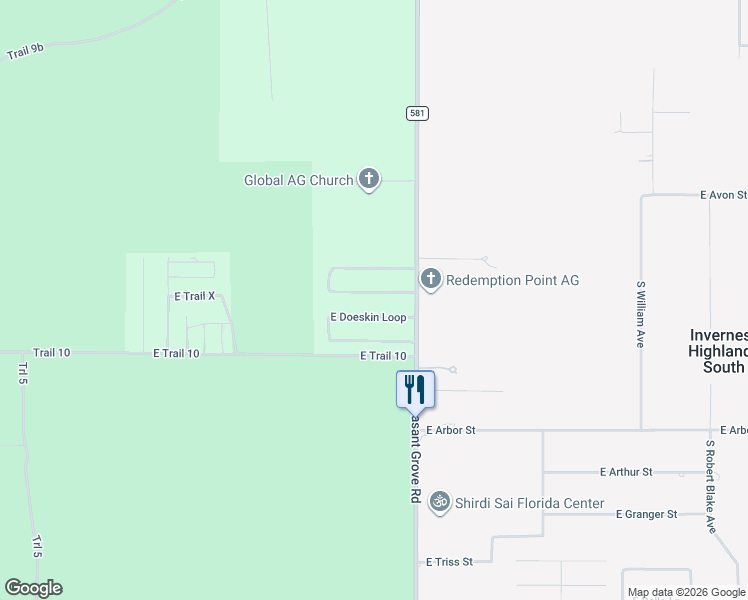 map of restaurants, bars, coffee shops, grocery stores, and more near 4835 East Bow N Arrow Loop in Inverness