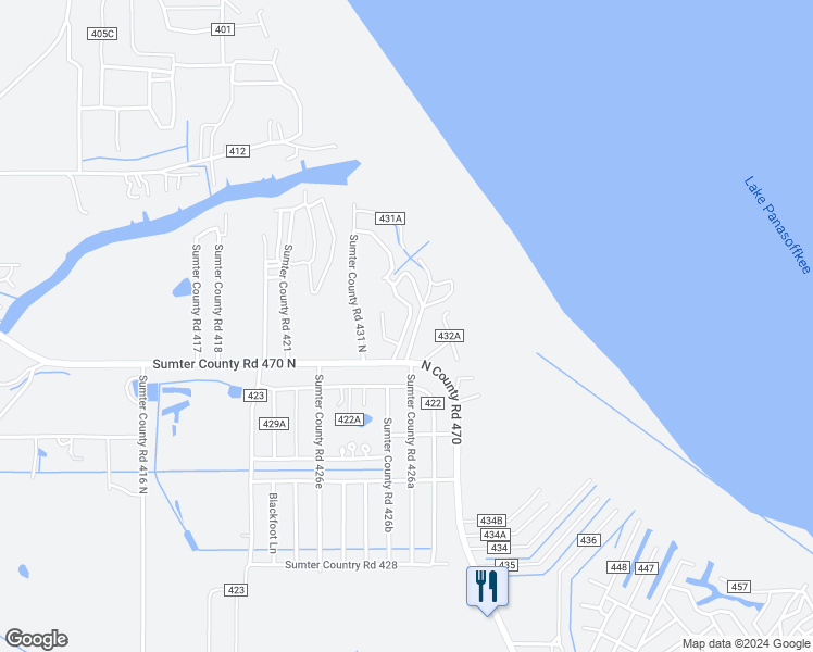 map of restaurants, bars, coffee shops, grocery stores, and more near 3075 County Road 430 in Lake Panasoffkee