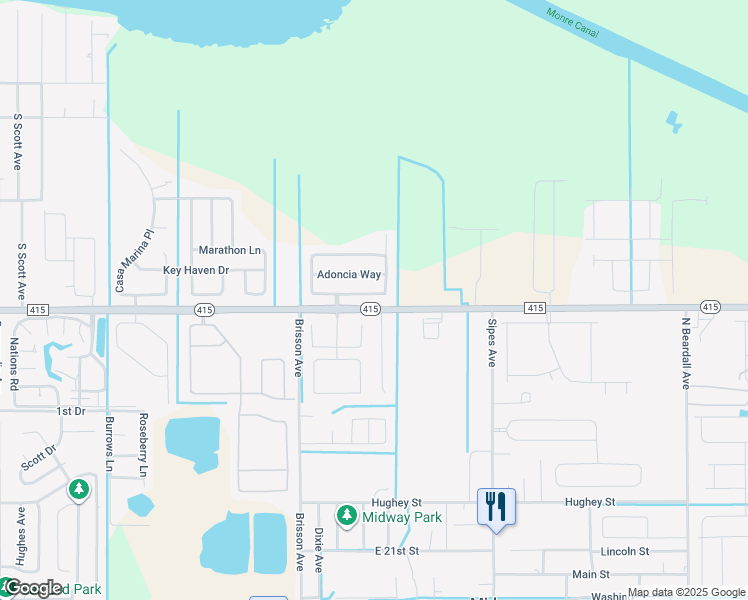 map of restaurants, bars, coffee shops, grocery stores, and more near 133 Bella Rosa Circle in Sanford