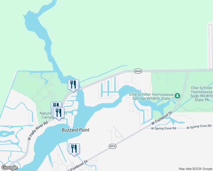 map of restaurants, bars, coffee shops, grocery stores, and more near 4130 South Roosevelt Point in Homosassa
