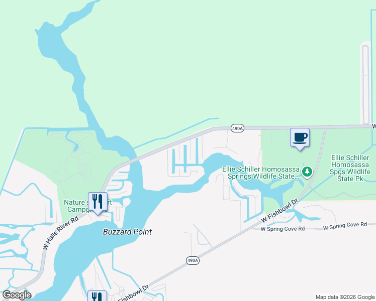 map of restaurants, bars, coffee shops, grocery stores, and more near 4131 South Jefferson Point in Homosassa