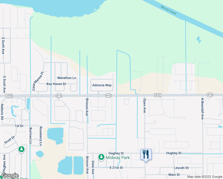 map of restaurants, bars, coffee shops, grocery stores, and more near 140 Bella Rosa Circle in Sanford