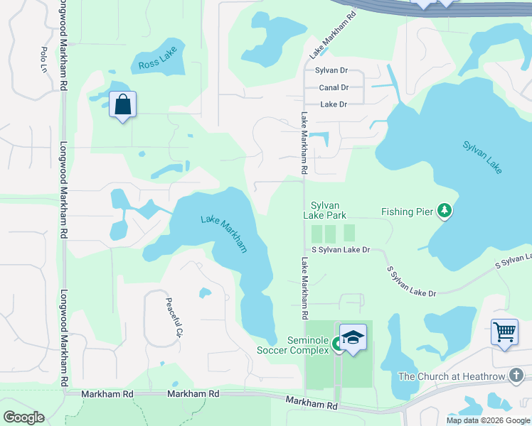 map of restaurants, bars, coffee shops, grocery stores, and more near 1200 Lake Markham Road in Sanford