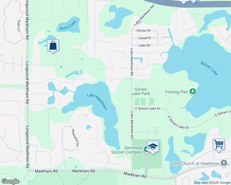 map of restaurants, bars, coffee shops, grocery stores, and more near 1200 Lake Markham Road in Sanford