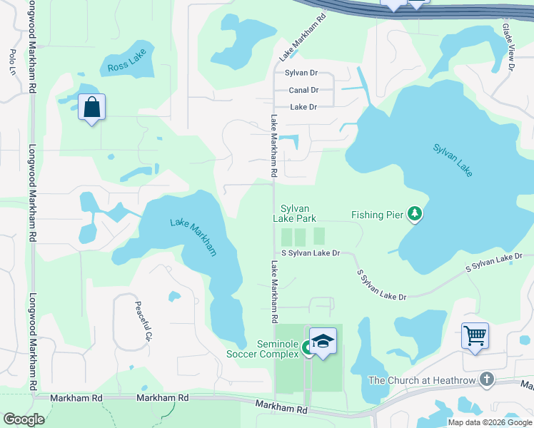 map of restaurants, bars, coffee shops, grocery stores, and more near 1294-1440 Lake Markham Road in Sanford