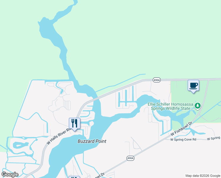 map of restaurants, bars, coffee shops, grocery stores, and more near 10021 West Halls River Road in Homosassa