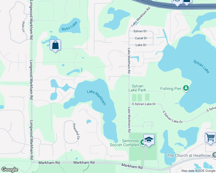 map of restaurants, bars, coffee shops, grocery stores, and more near 800 Lake Markham Road in Sanford