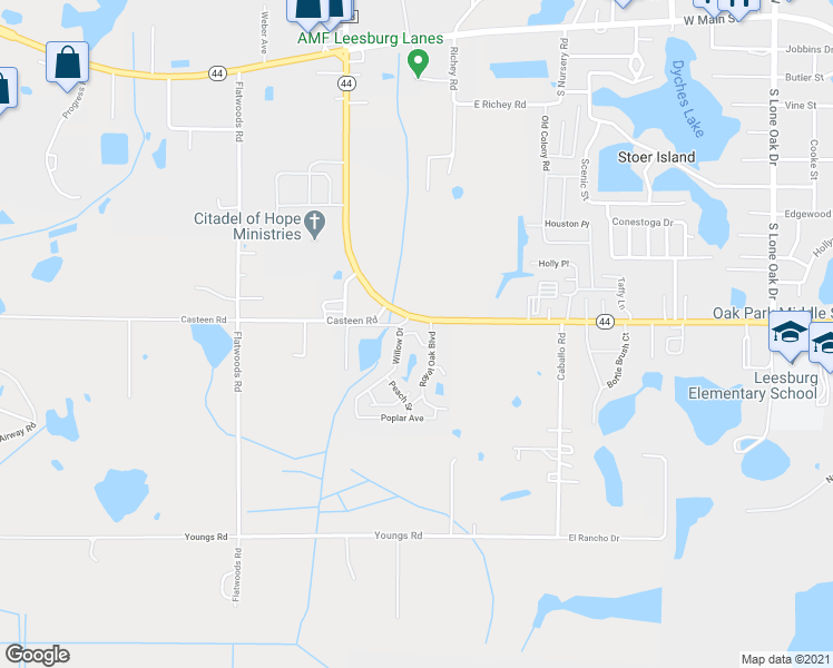 map of restaurants, bars, coffee shops, grocery stores, and more near 2938 Tangerine Court in Leesburg