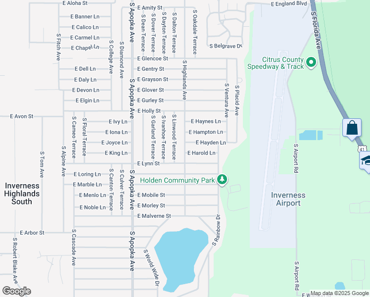 map of restaurants, bars, coffee shops, grocery stores, and more near 4034 South Highlands Avenue in Inverness