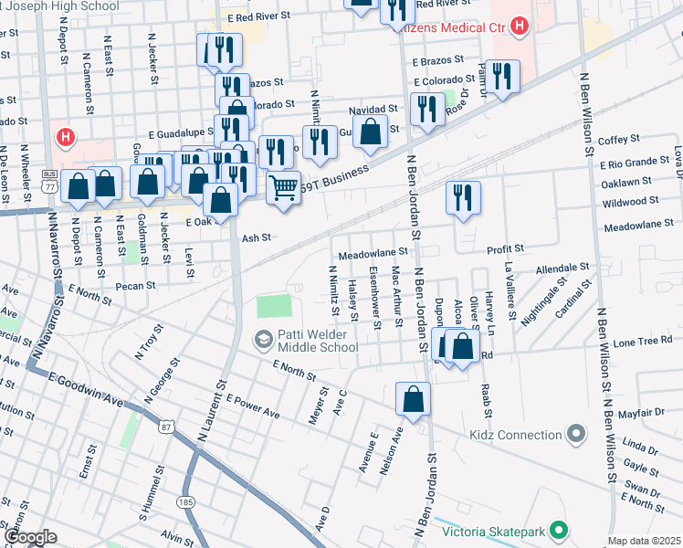 map of restaurants, bars, coffee shops, grocery stores, and more near 1708 Avondale Street in Victoria