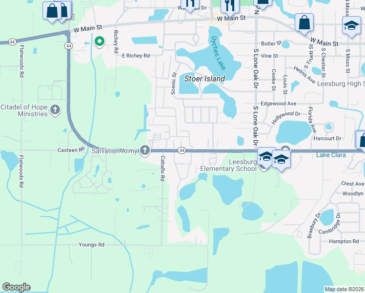 map of restaurants, bars, coffee shops, grocery stores, and more near 746 Bottle Brush Court in Leesburg