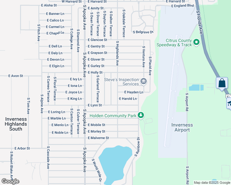 map of restaurants, bars, coffee shops, grocery stores, and more near 4034 South Highlands Avenue in Inverness