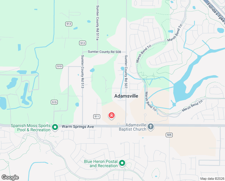 map of restaurants, bars, coffee shops, grocery stores, and more near 4510 Northeast 33rd Lane in Wildwood