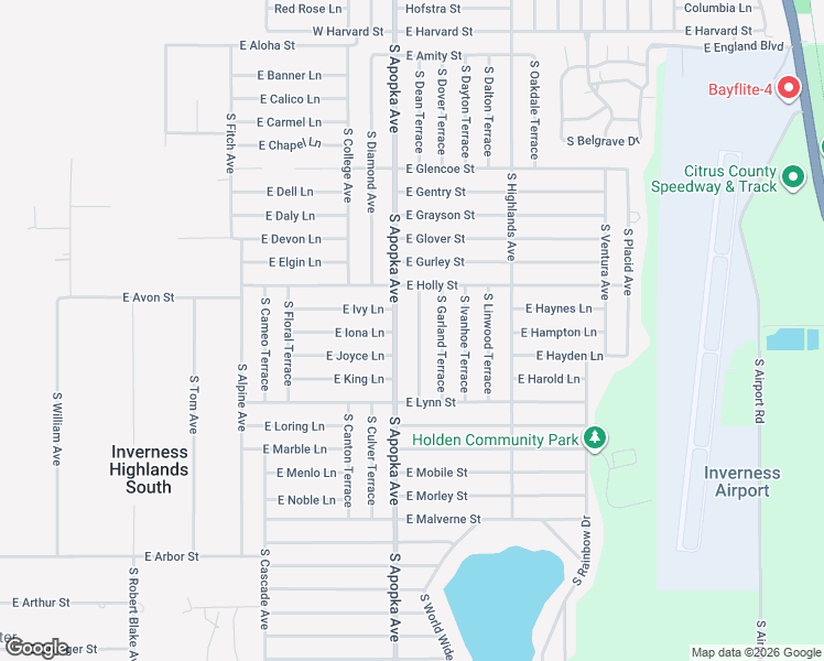 map of restaurants, bars, coffee shops, grocery stores, and more near 3953 South Fernpark Terrace in Inverness
