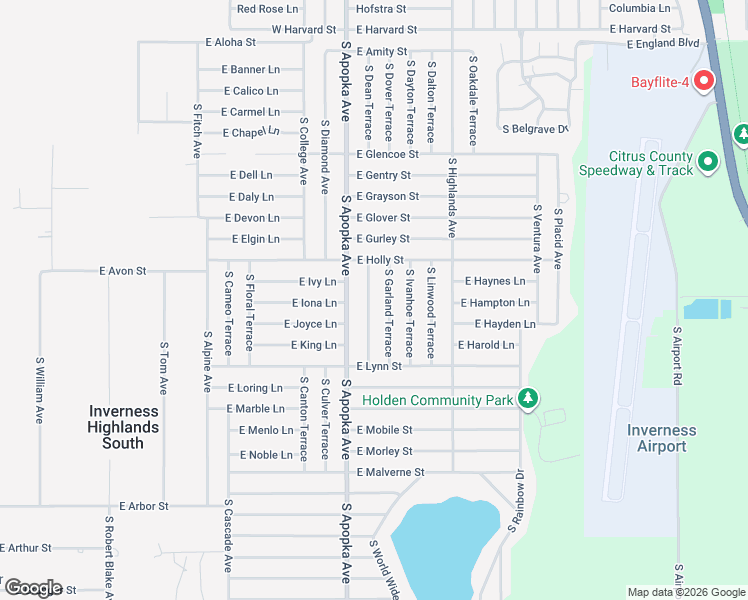 map of restaurants, bars, coffee shops, grocery stores, and more near 3953 South Fernpark Terrace in Inverness