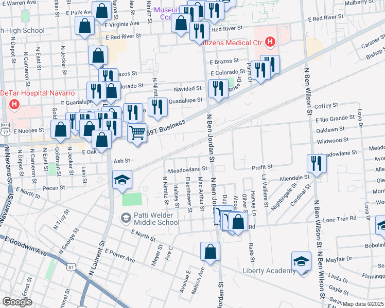 map of restaurants, bars, coffee shops, grocery stores, and more near 1903 Wildwood Street in Victoria