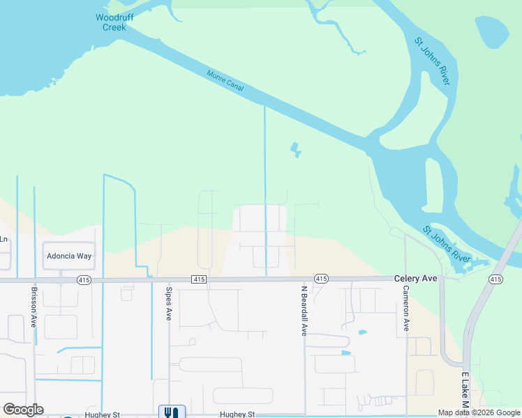map of restaurants, bars, coffee shops, grocery stores, and more near 984 Fiddle Leaf Way in Sanford